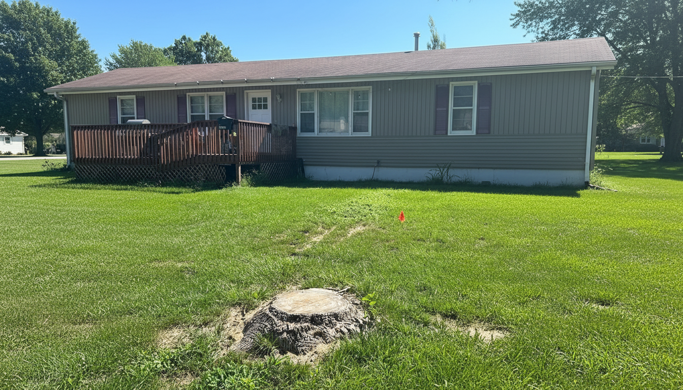 Clean lawn after stump removal in Prairie Village, KS