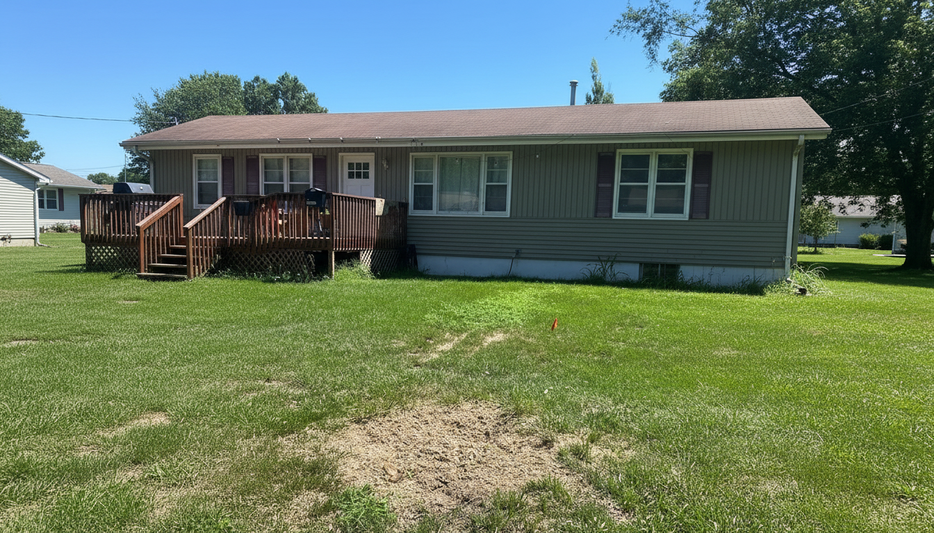 Tree stump before grinding in Prairie Village yard